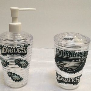 Eagles inspired soap dispenser set/Eagles toothbrush holder. 2pcs. Bonus. New